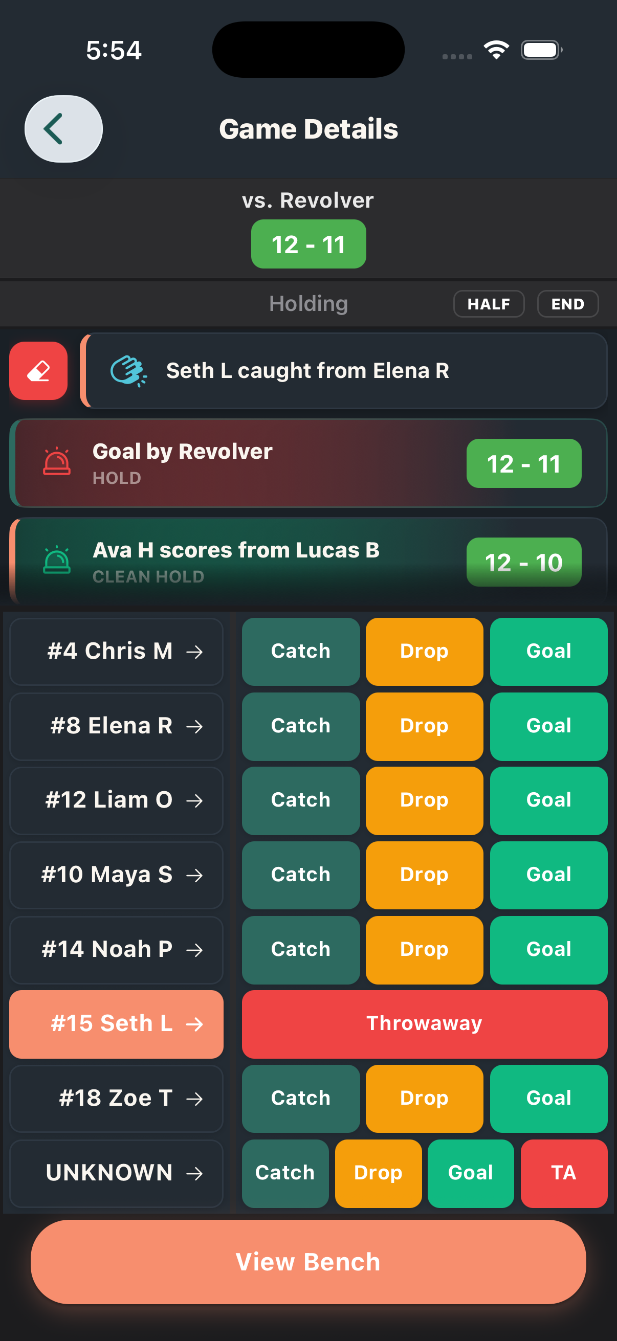 FlowState Ultimate Stats Live Offense Tracking Screen